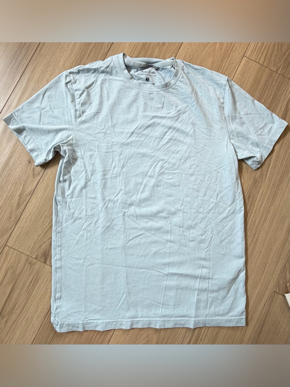 Porter & Ash Lt Blue Performance Tee Crewneck Short Sleeve Luxury Cotton Sz S